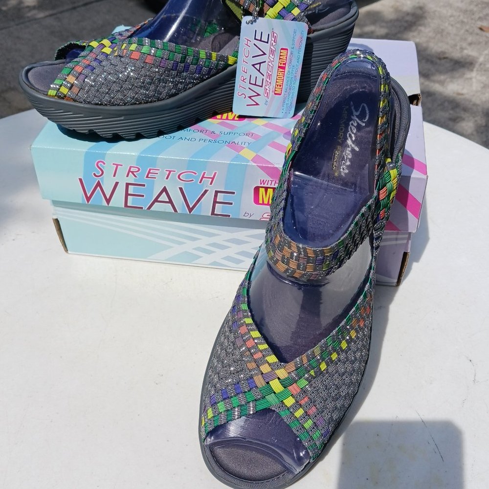 Skechers Stretch Weave Wedge Sandals 11